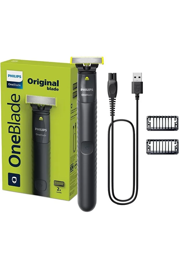 Philips OneBlade QP1424/10 | Trim, Edge & Shave Any Length | 2 Stubble Combs, Dual-Sided Blade | Wet